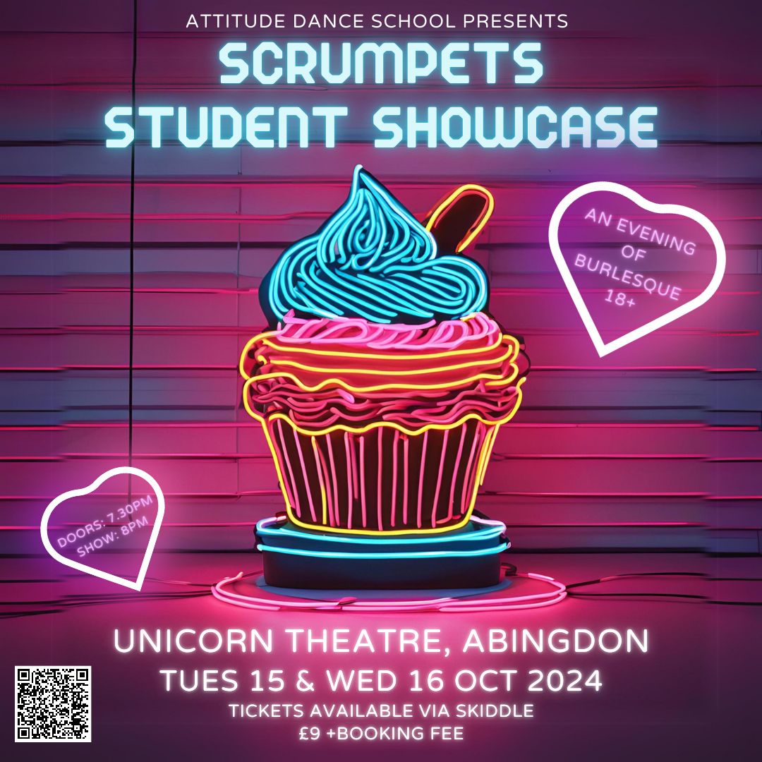 Scrumpets Burlesque Student Showcase Event Advertising Graphic